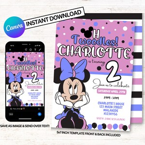 Oh Twoodles Invitation, Oh Twodles Invitation, Minnie Mouse Invitations, Instant Download
