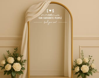 Our Favourite People Wedding Seating Chart Mirror Decal Sticker – Vinyl | Removable Vinyl Decal for Acrylic or Glass Signs