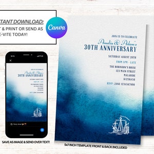 Ahoy Invitations, Sailor Invitations, Sailing Part Invites, Nautical Invitation, Instant Download