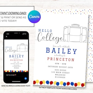 Trunk Party Invitation, Graduation invitation, College, University, Going Away Party Invite, Instant Download