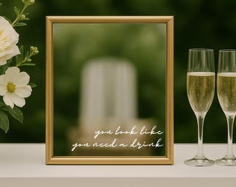 Calcomanía para espejo de barra de boda - Letrero de barra de boda / Vinilo de boda / Letrero de espejo para boda / Vinilo removible para letreros de acrílico o vidrio