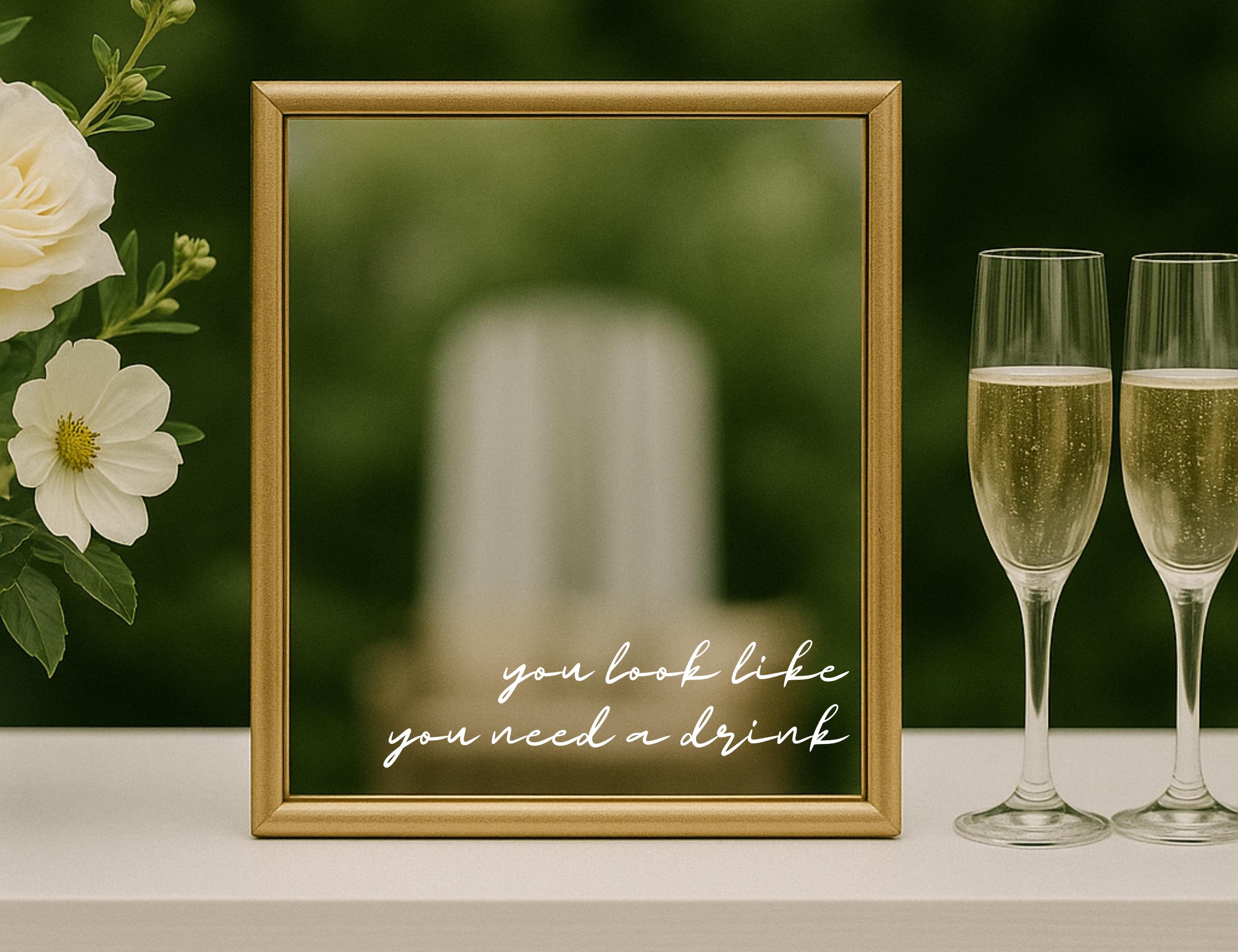 Wedding Mirror Bar Decal Sticker – Wedding Bar Sign | Wedding Vinyl ...