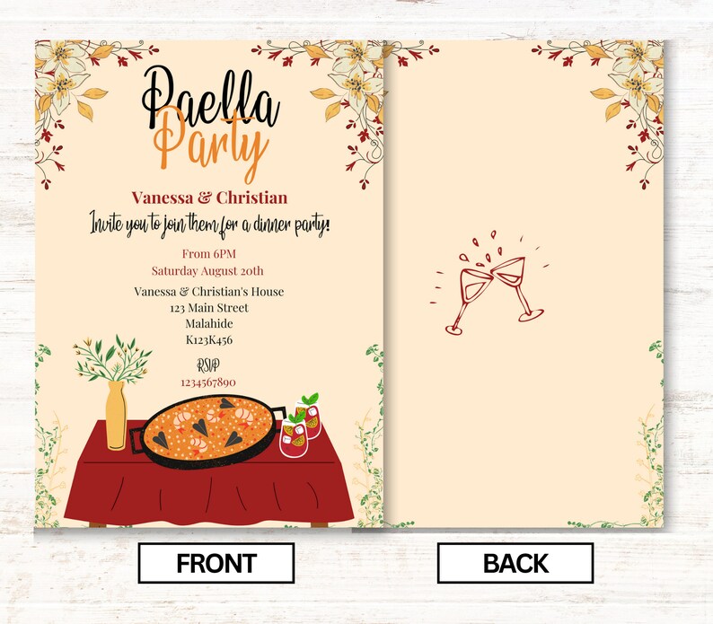 Paella Party Invitation Paella Party Invites Paella Etsy