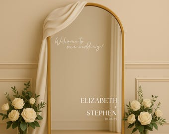 Wedding Mirror Decal Sticker – Custom Welcome Sign Vinyl | Mirror Sign for Wedding | Removable Vinyl Decal for Acrylic or Glass Signs