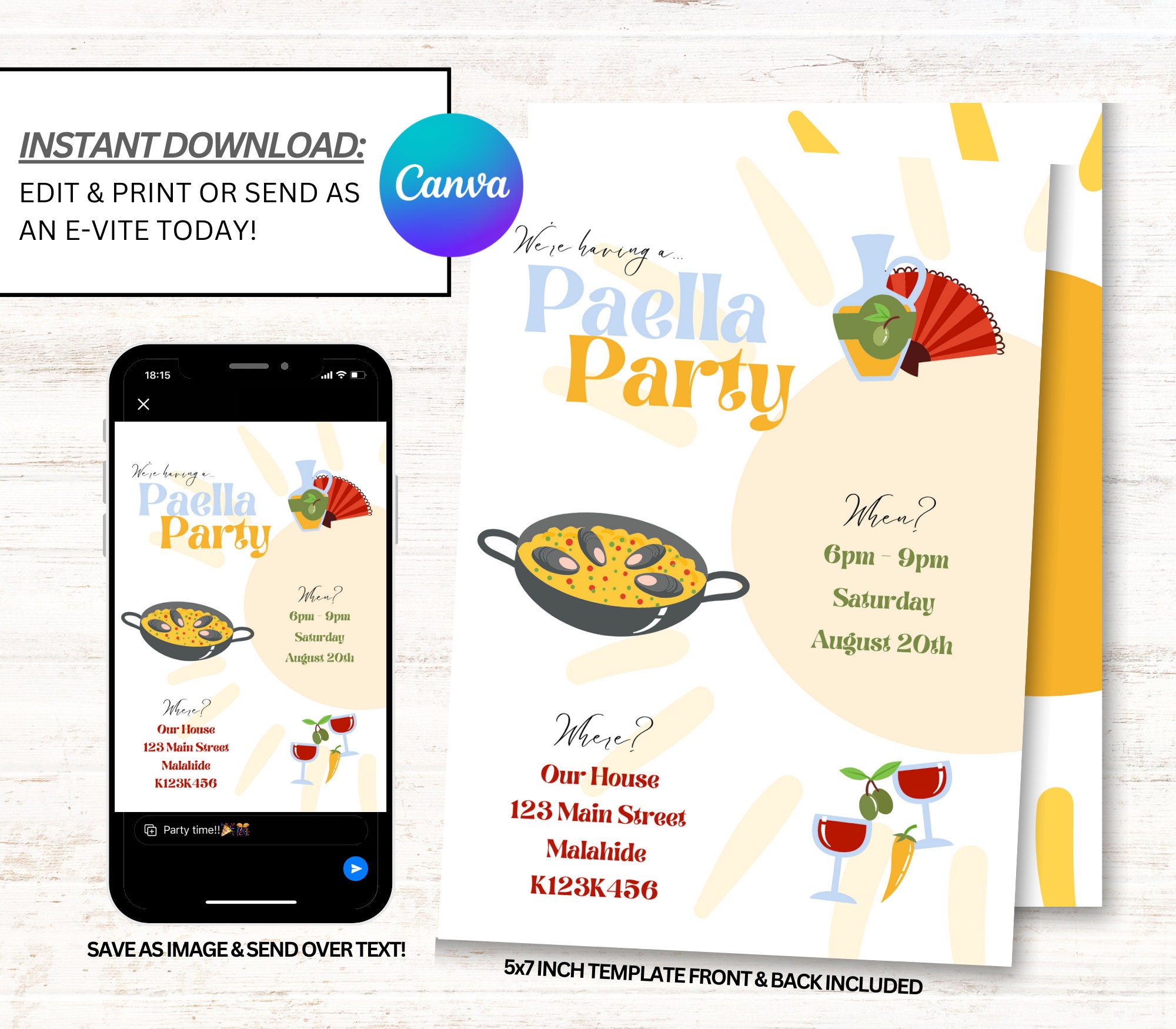 Paella Party Invitation Paella Party Invites Paella Etsy Ireland