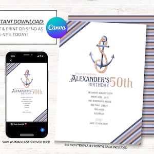 Ahoy Invitations, Sailor Invitations, Sailing Part Invites, Nautical Invitation, Instant Download