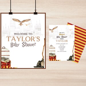 Wizard Baby Shower Invitation and Welcome Sign Witch Magic School Magical Party Printable Editable Instant Download