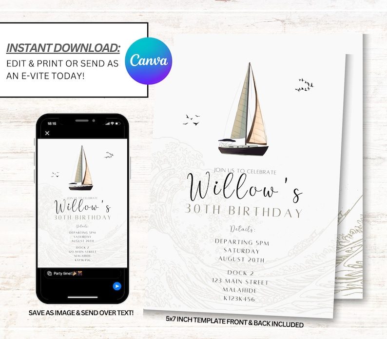 Yacht Invitations Yacht Party Invitation Boat Party Invites Etsy