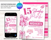 Shades of Pink Invitations, Shades of Pink Birthday Invites, Shades of Pink Invitation, Instant Download