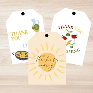 Set of 3 Paella Party Gift Tag Editable Template - Dinner Party Thank You/ Thanks For Coming Tags