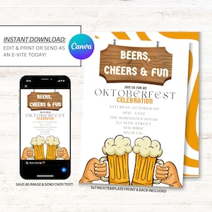 Oktoberfest Invitations, Oktoberfest Party Invite, Oktoberfest Invites, Instant Download