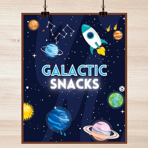 Outer Space / Astronaut / Galactic Snacks / Food Printable Birthday Party Sign - Decor - Instant Download - 16x20inch