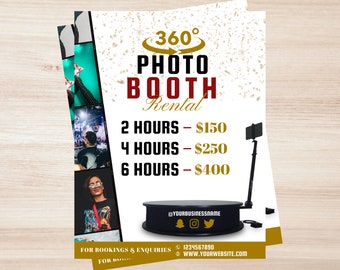 360 Photo Booth Flyer -  Camera Booth/ Event / Rental Editable Template 8.5x11inch