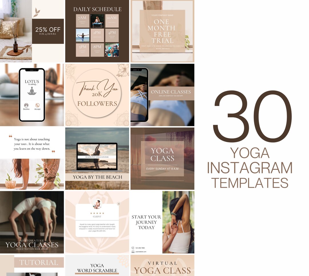 30 Yoga Fitness Instagram Post Templates - Instagram Posts - Canva ...