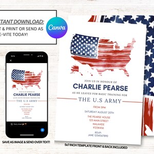Military Deployment Invitations, Army Send Off Invitation, Farewell Party Invites, Instant Download