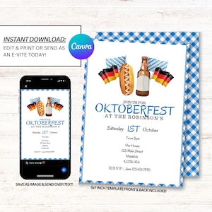 Oktoberfest Invitations, Oktoberfest Party Invite, Oktoberfest Invites, Instant Download