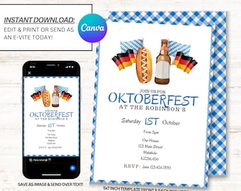 Oktoberfest Invitations, Oktoberfest Party Invite, Oktoberfest Invites, Instant Download