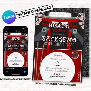 Hibachi Invite, Hibachi Invitation, Hibachi Invites,Teppanyaki Invites, Instant Download