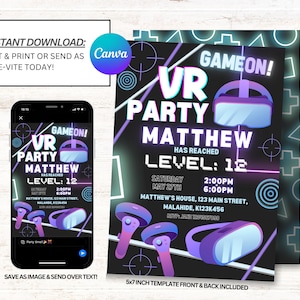 VR Invitations, VR Birthday Invitation, VR Party Invites, Virtual Reality Invitations, Instant Download