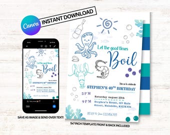 Seafood Invite, Seafood Invitation, Seafood Party Invite, Seafood Boil Invitation