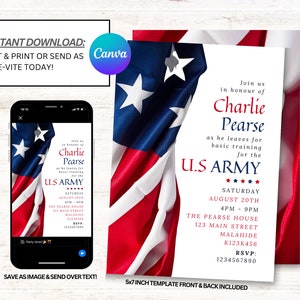 Military Deployment Invitations, Army Send Off Invitation, Farewell Party Invites, Instant Download