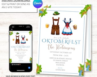 Oktoberfest Invitations, Oktoberfest Party Invite, Oktoberfest Invites, Instant Download