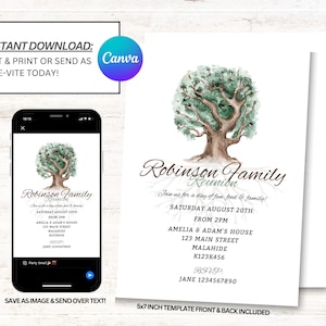 Family Reunion Invitation, Reunion Invites, Reunion Party Invitations, Instant Download