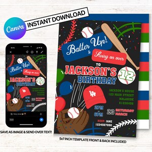 Dodgers Invitations, Baseball Birthday Invitation, Dodgers Party Invites, Instant Download