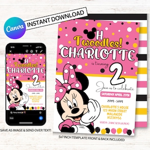 Oh Twoodles Invitation, Oh Twodles Invitation, Minnie Mouse Invitations, Instant Download