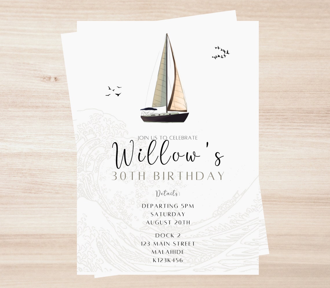 Yacht Party Invitation Template Boat Party Invitation Etsy