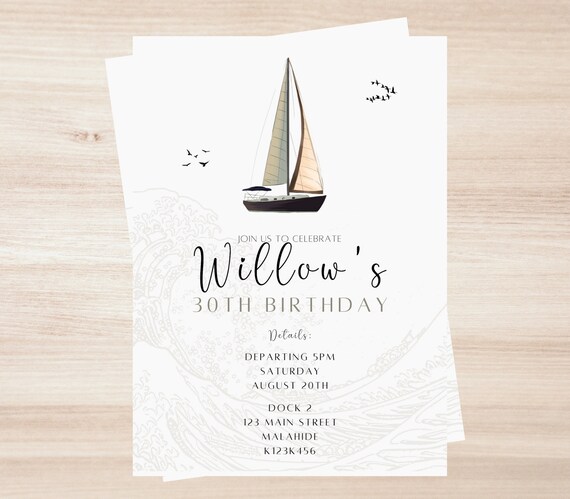 Yacht Party Invitation Template Boat Party Invitation | Etsy