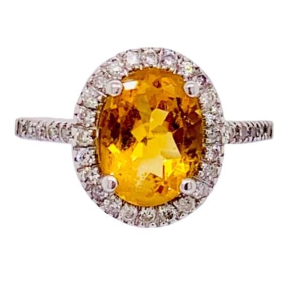 14k White Gold Diamond Yellow Topaz Ring Etsy Australia