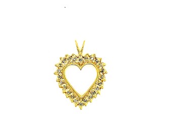 10K Yellow Gold & Diamond Heart Pendant