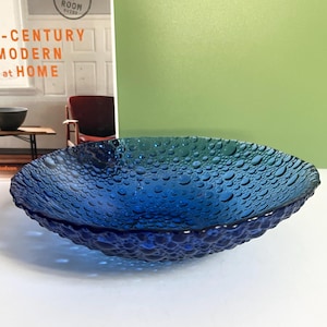 Cobalt Blue Bubble Glass Bowl: Pavel Panek Sklo Union Pebble