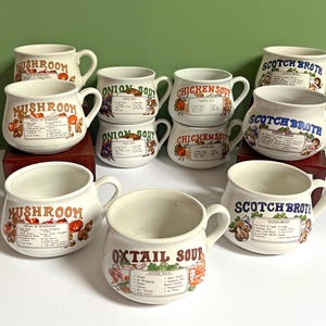 Vintage Recipe Soup Mug: Retro Kitchen Bowl, 1970s Style