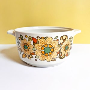 Royal Doulton Forest Flower tureen casserole dish TC 1086 no lid, retro floral pattern vegetable serving dish, oven to tableware