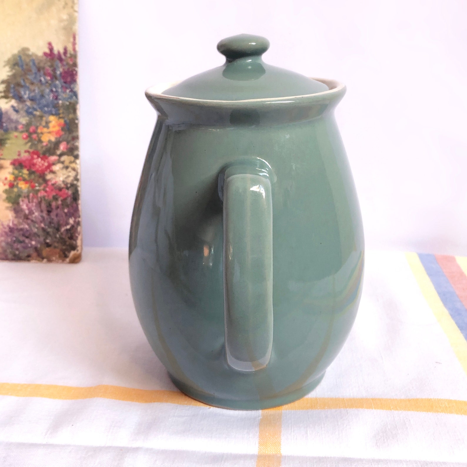 Denby Manor Green 2pt stoneware coffee pot vintage classic Etsy