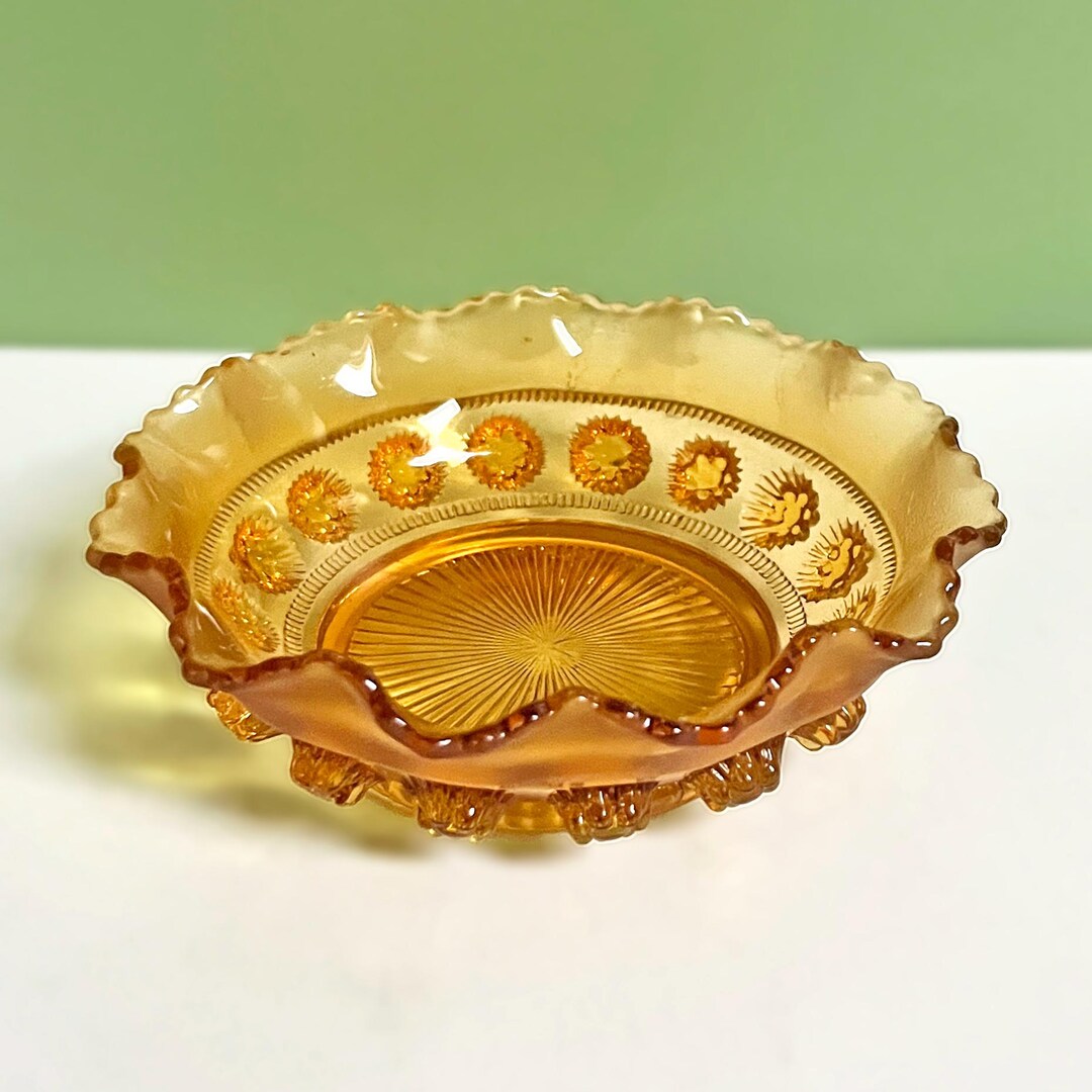 Prunt Small Art Deco Amber Glass Bowl Davidson 'blackberry Prunt 269' Pressed ...