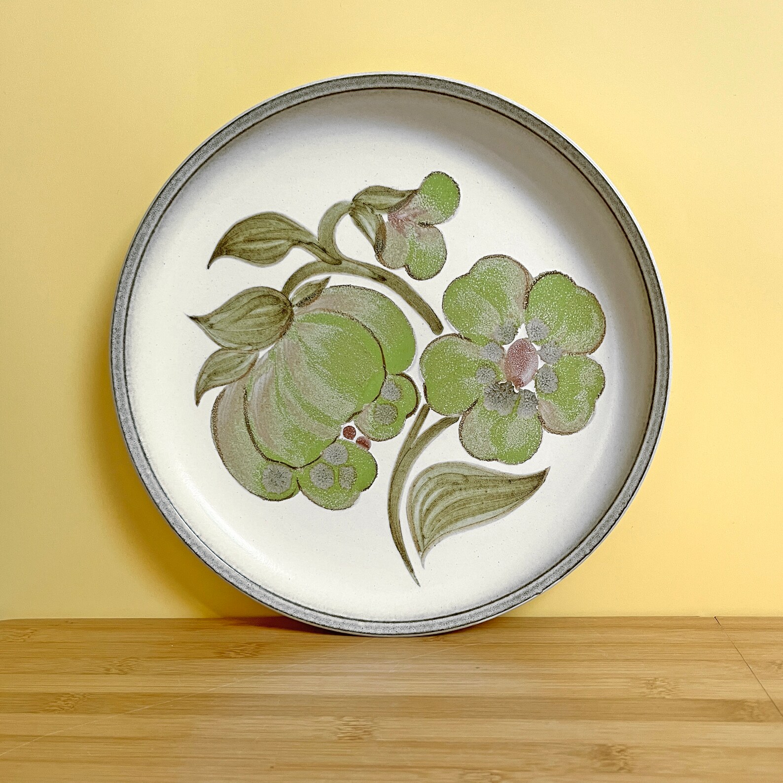 Denby Troubadour Dinner Plate Hand Painted Green and Cream Etsy UK