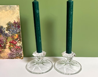 Vintage Cristal d'Arques Lead Crystal Candlestick Holders - Pair