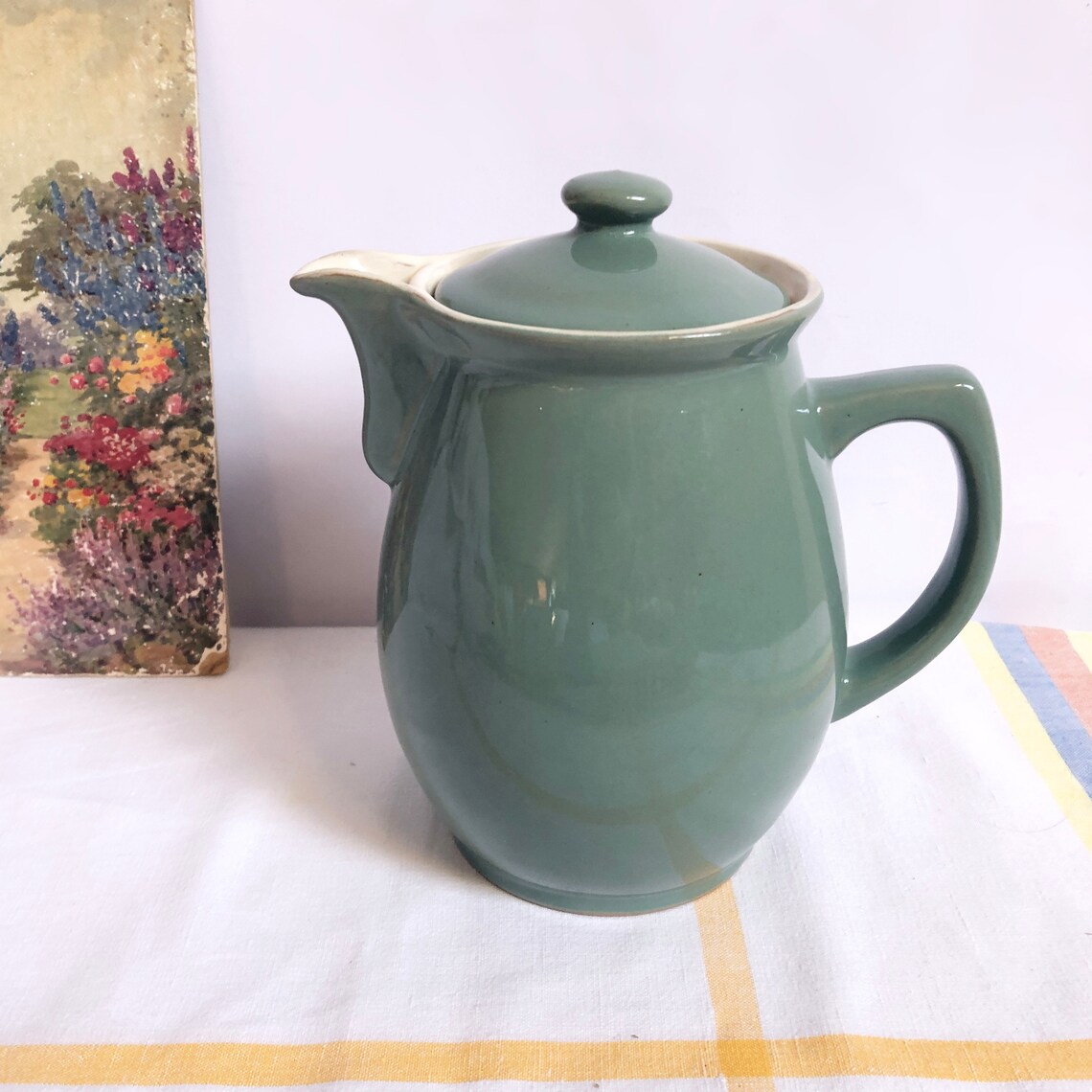 Denby Manor Green 2pt stoneware coffee pot vintage classic Etsy