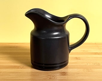 Pfaltzgraff Midnight Sun milk jug, vintage American stoneware black pouring pitcher creamer jug made in USA