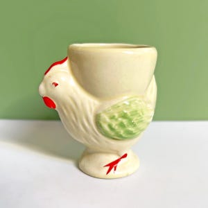 Vintage Handgemalter Hühner Eierbecher: Retro-Novelty Decor