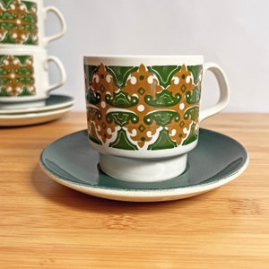 Vintage Staffordshire Potteries Cup and Saucer: Retro Green 