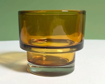 Vintage Ikea Glansig Amber Glass Candle Holder: Chunky Tea-light Votive