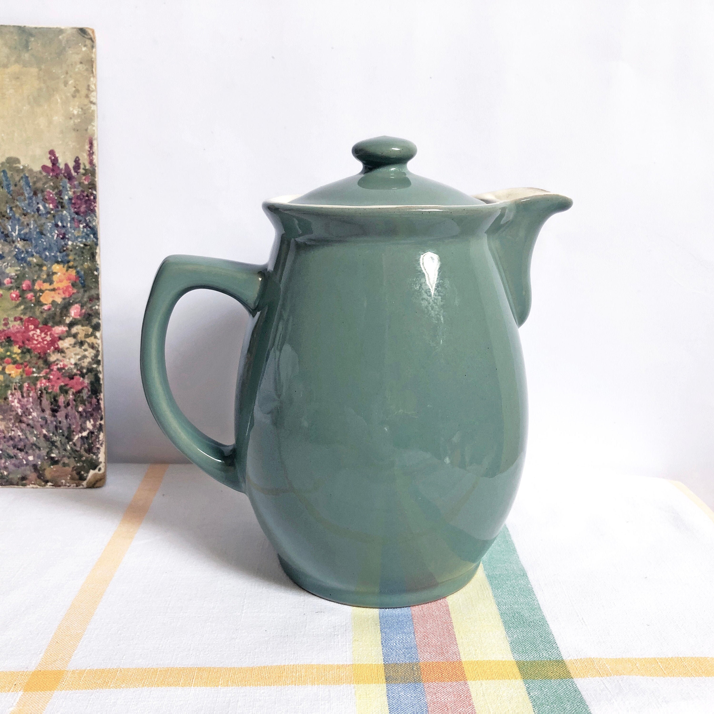 Denby Manor Green 2pt stoneware coffee pot vintage classic Etsy