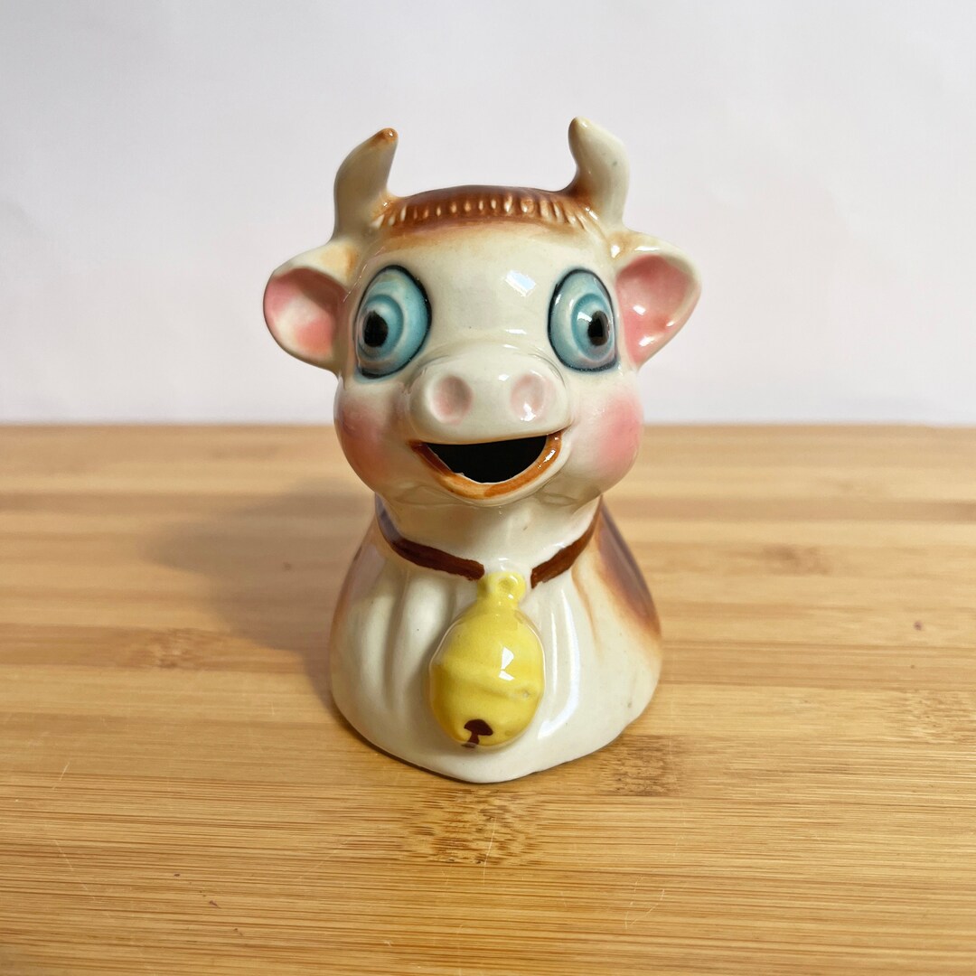 Mad Cow Creamer Jug, Fun Hand Painted Cow Shaped Jug, Vintage Kitsch