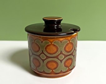 Hornsea Brontë preserve pot | sugar bowl with lid 1977 John Clappison design Hornsea Pottery jam jar