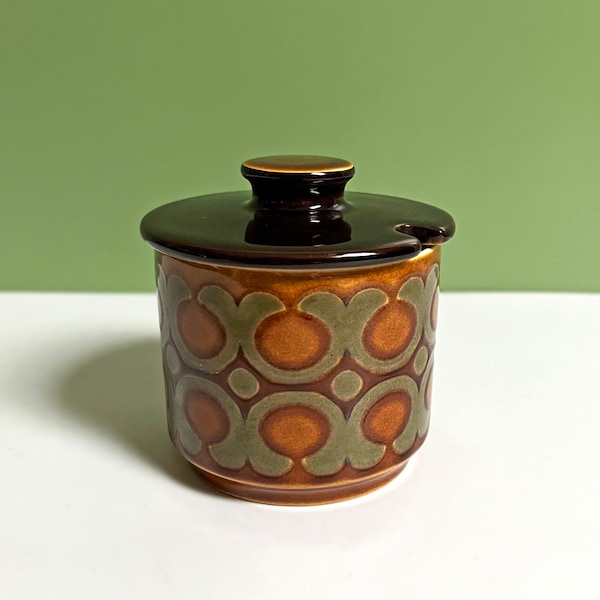 Hornsea Brontë preserve pot | sugar bowl with lid 1977 John Clappison design Hornsea Pottery jam jar