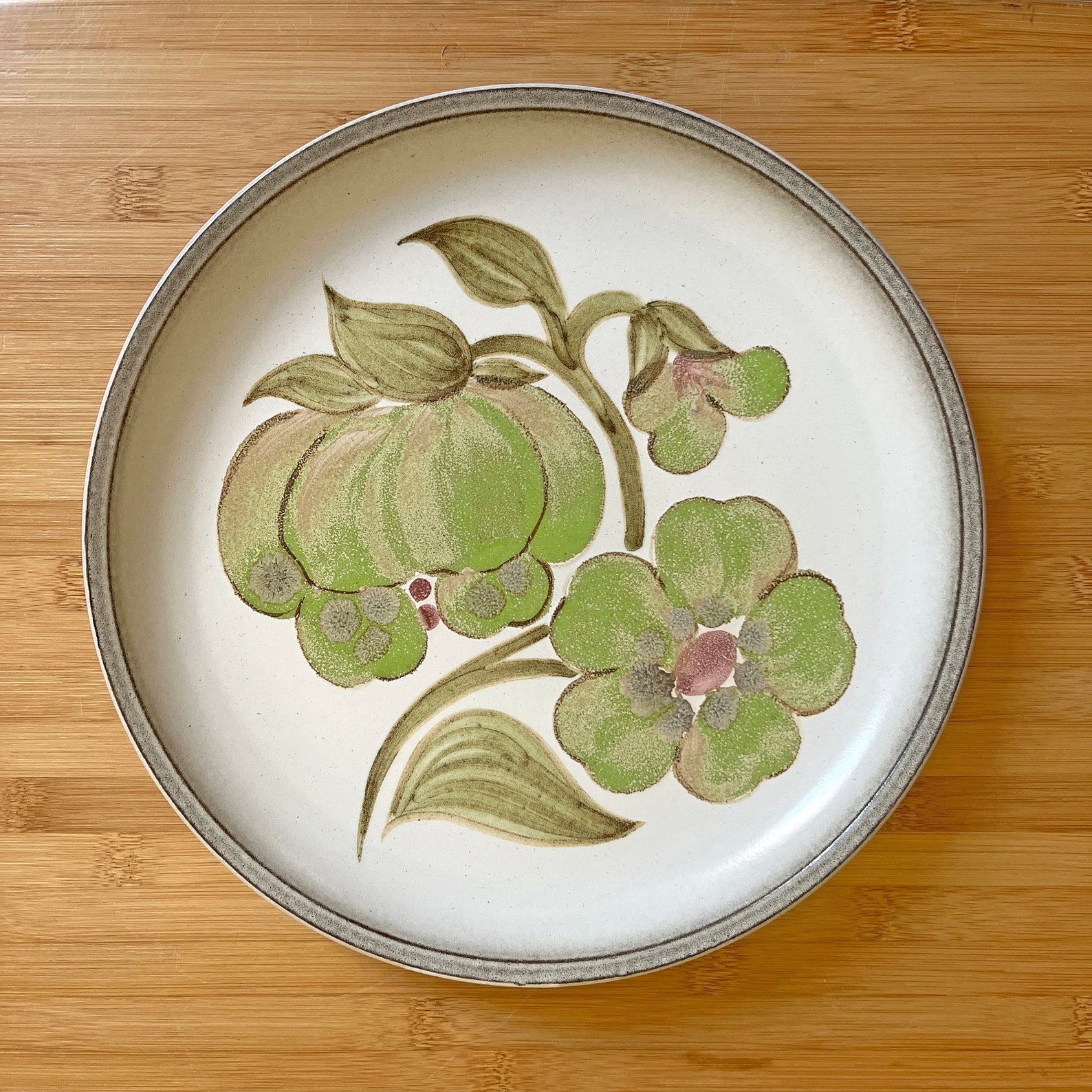 Denby Troubadour Dinner Plate Hand Painted Green and Cream Etsy UK